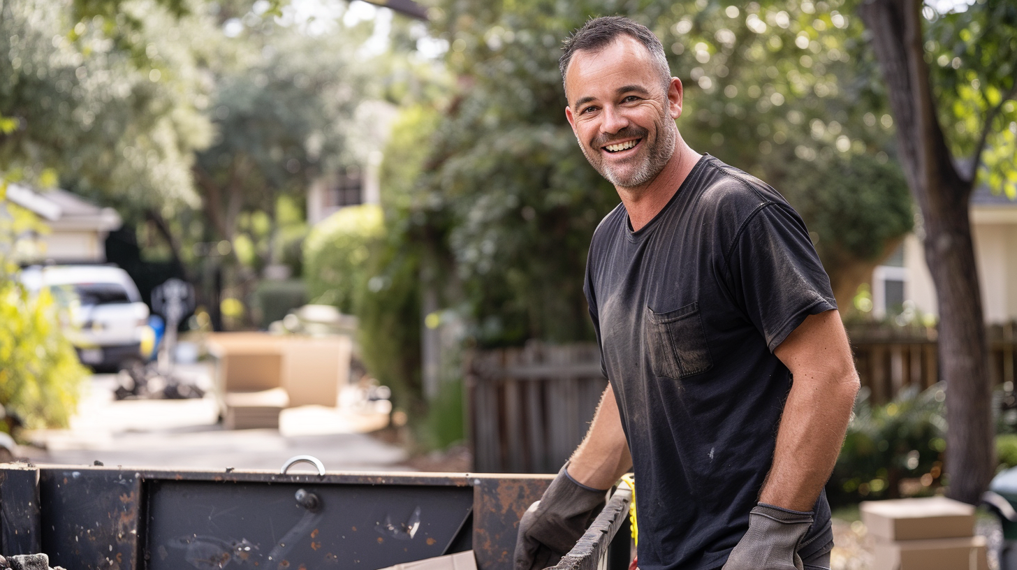 Photo of a man hauling away scrap metal