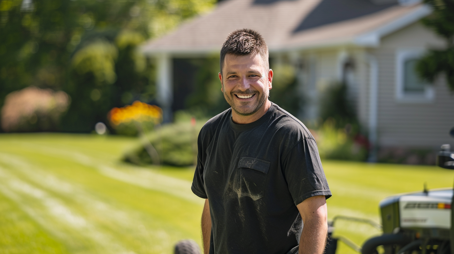 JCM Machine crew member helping with Lawn Care service in Belle Plaine, MN